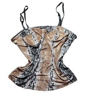 Y2K Babydoll Wet Seal Snakeskin Print Bustier Cami Top Vintage Style Camisole